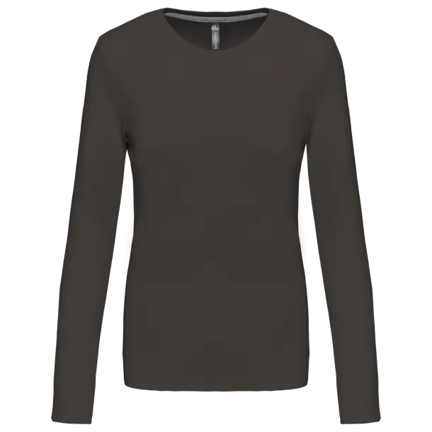  LADIES' LONG-SLEEVED CREW NECK T-SHIRT - Kariban Tamno siva