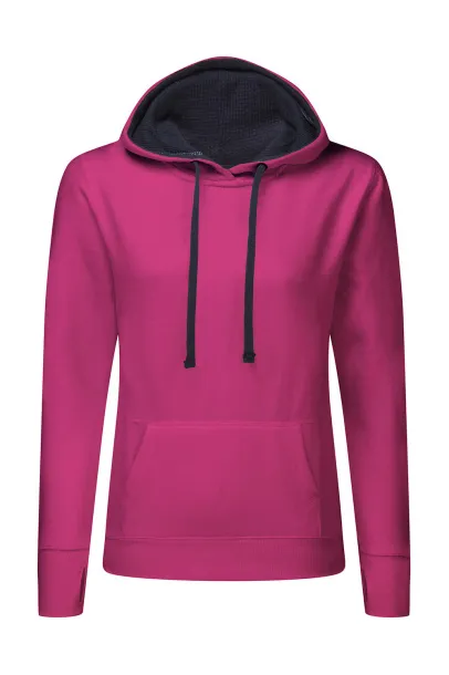  Ladies' Contrast Hoodie - SG Dark Pink Navy