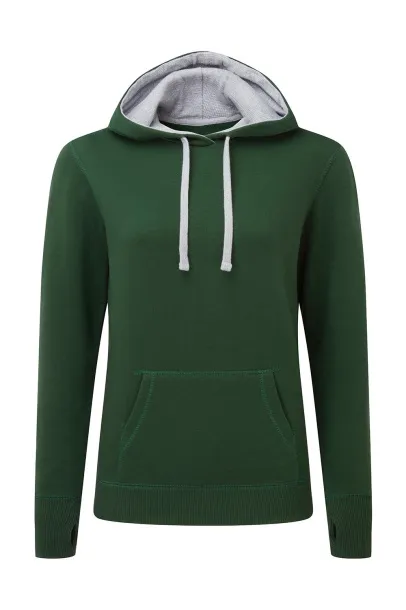  Ladies' Contrast Hoodie - SG Bottle Green Light Oxford