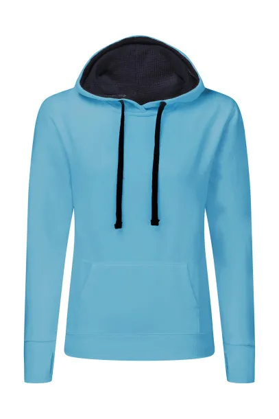  Ladies' Contrast Hoodie - SG Turquoise Navy