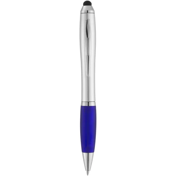 Nash stylus ballpoint with coloured grip - Unbranded Silver Blue