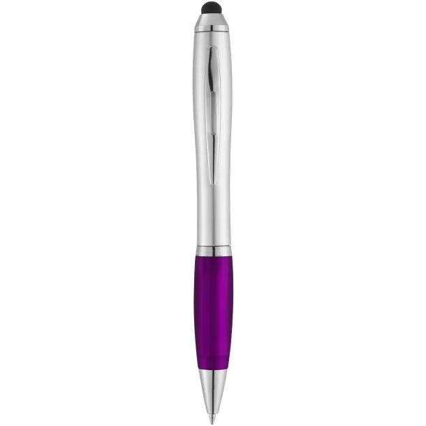 Nash stylus ballpoint with coloured grip - Unbranded Silver Purple