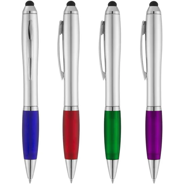 Nash stylus ballpoint with coloured grip - Unbranded Silver Purple