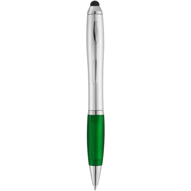 Nash stylus ballpoint with coloured grip - Unbranded Silver Green