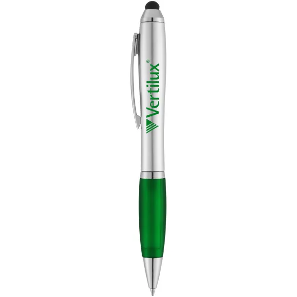 Nash stylus ballpoint with coloured grip - Unbranded Silver Green