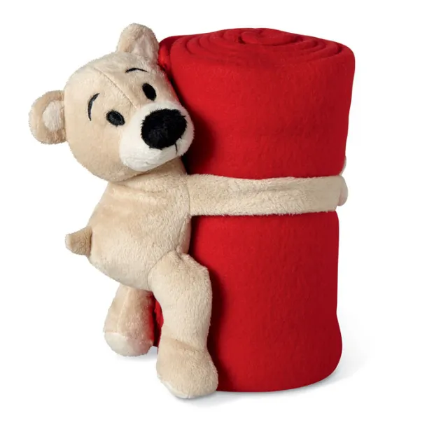 MANTA Fleece blanket with bear Red