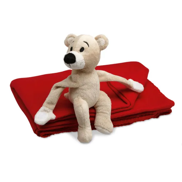 MANTA Fleece blanket with bear Red