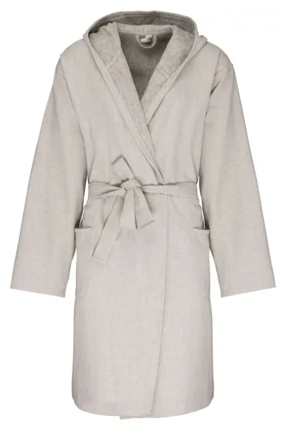  ORGANIC HOODED BATHROBE - Kariban Linen Grey