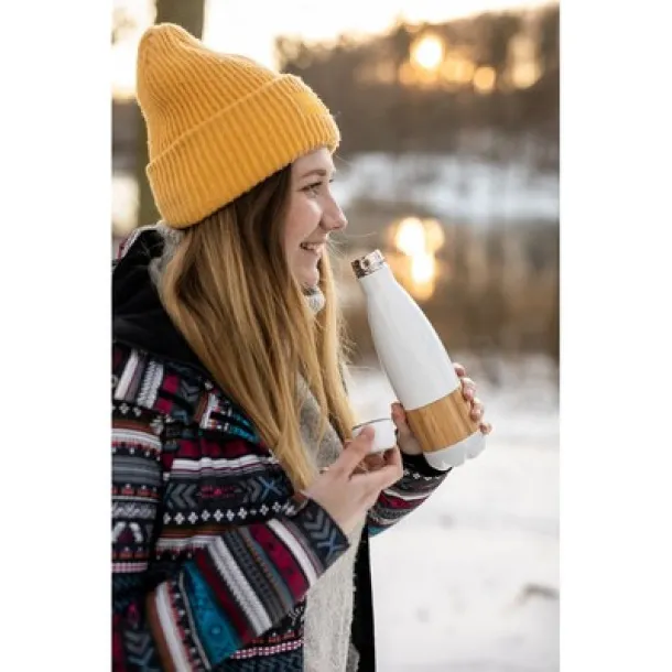  Thermo bottle 500 ml with bamboo detail Bijela