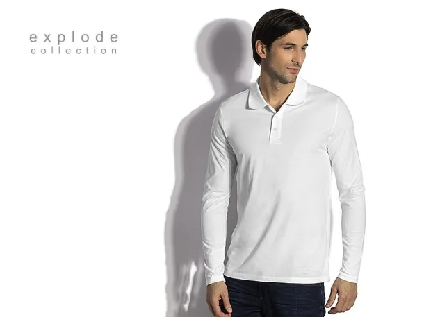 UNO LSL Single jersey polo majica dugih rukava, 180 g/m2 - EXPLODE Bijela