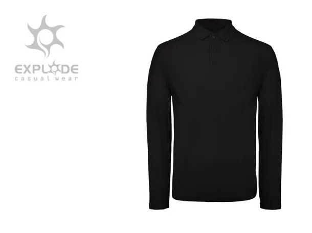 UNO LSL Single jersey polo majica dugih rukava, 180 g/m2 - EXPLODE Crna