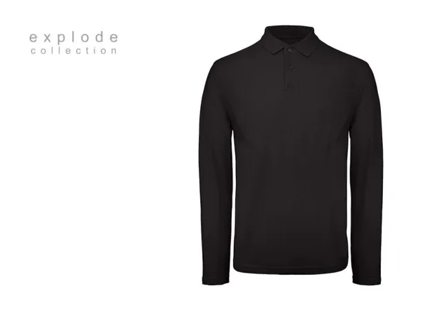 UNO LSL Single jersey polo majica dugih rukava, 180 g/m2 - EXPLODE Crna