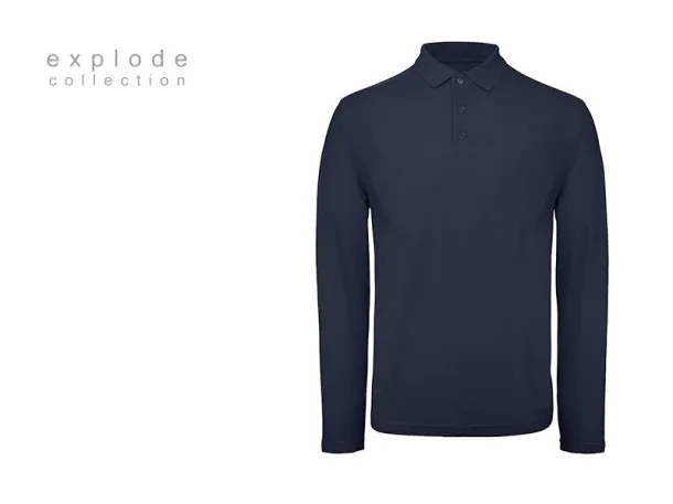 UNO LSL Single jersey polo majica dugih rukava, 180 g/m2 - EXPLODE Plava