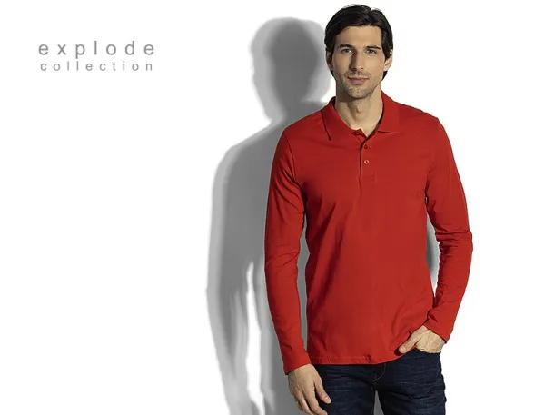 UNO LSL Single jersey polo majica dugih rukava, 180 g/m2 - EXPLODE Crvena