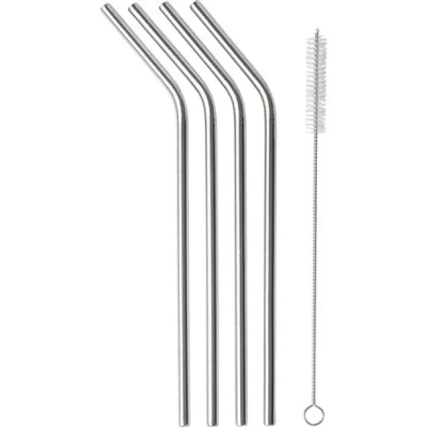  Stainless steel drinking straw set silver