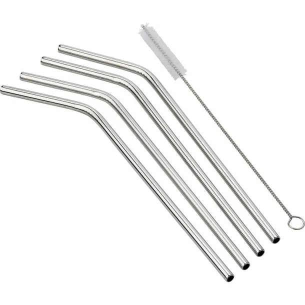  Stainless steel drinking straw set silver