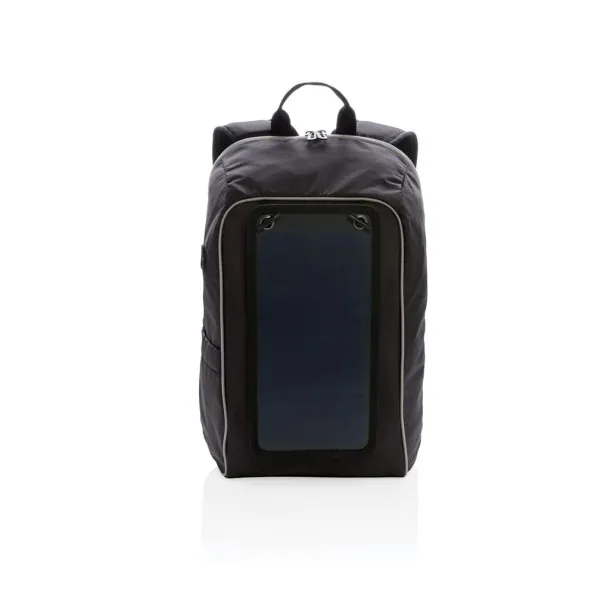  Solar panel power hiking backpack PVC free Black Grey
