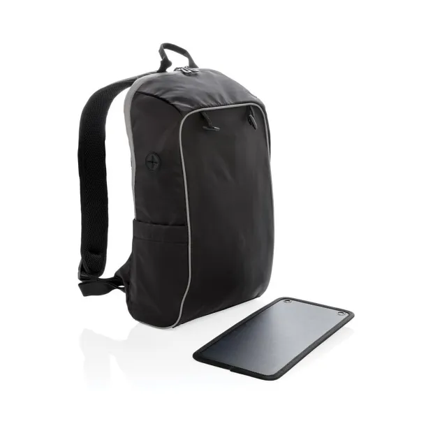  Solar panel power hiking backpack PVC free Black Grey