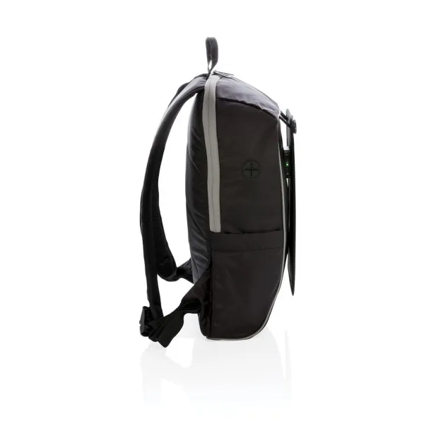  Solar panel power hiking backpack PVC free Black Grey