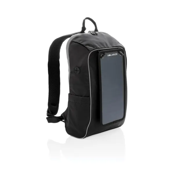  Solar panel power hiking backpack PVC free Black Grey