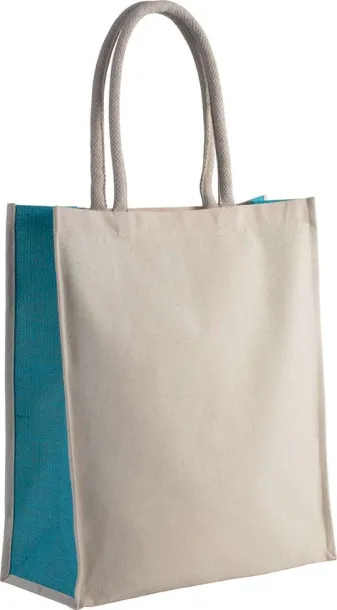  COTTON / JUTE TOTE BAG - 23L, 310 g/m2 - Kimood Natural Turquoise