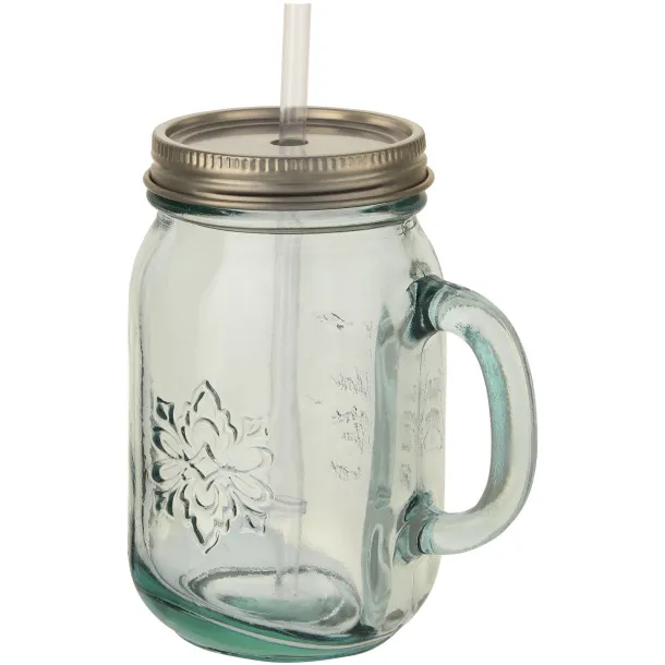 Juggo recycled glass mug with straw - Authentic White
