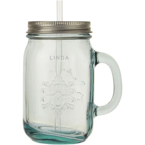 Juggo recycled glass mug with straw - Authentic White