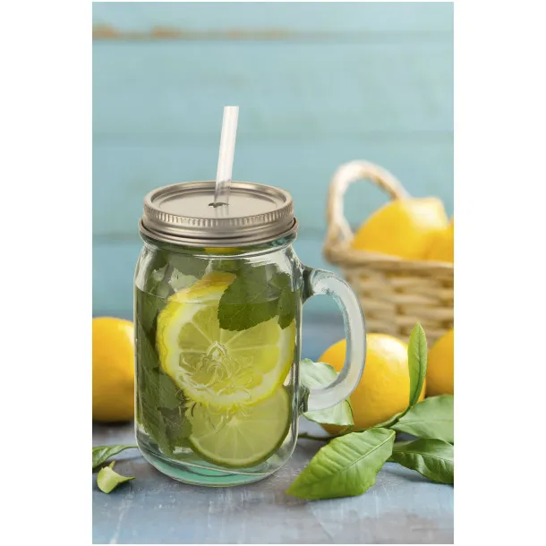 Juggo recycled glass mug with straw - Authentic White