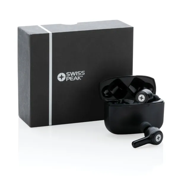  RCS recycled plastic Swiss Peak ANC TWS earbuds - Swiss Peak Black 