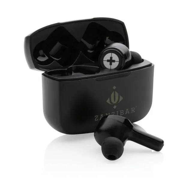  RCS recycled plastic Swiss Peak ANC TWS earbuds - Swiss Peak Black 