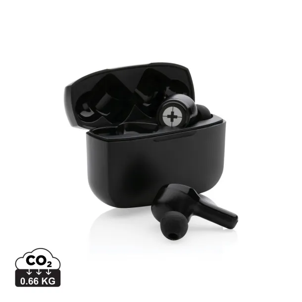  RCS recycled plastic Swiss Peak ANC TWS earbuds - Swiss Peak Black 