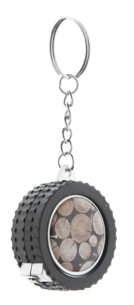 Wheel keyring with tape measure Black