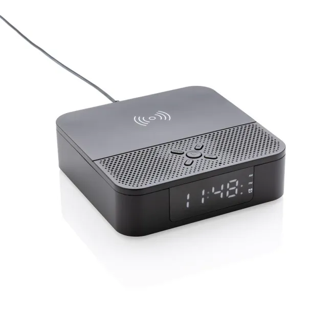  Wireless charging speaker with time display Black