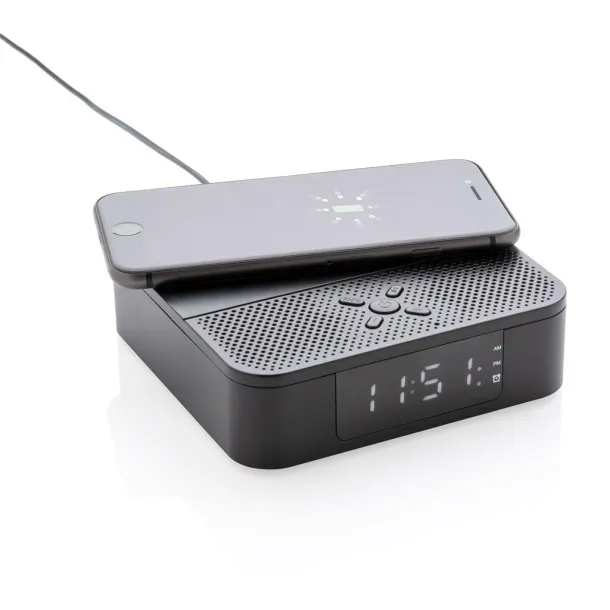  Wireless charging speaker with time display Black
