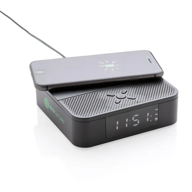  Wireless charging speaker with time display Black
