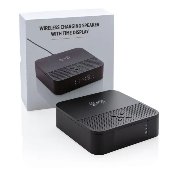  Wireless charging speaker with time display Black