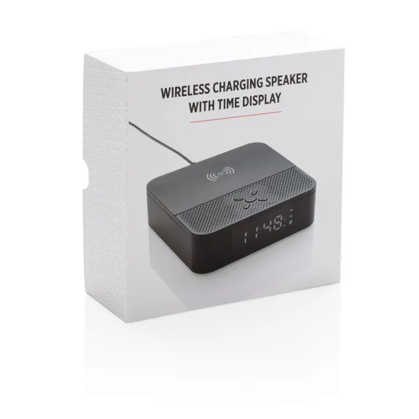  Wireless charging speaker with time display Black