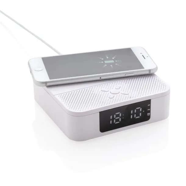  Wireless charging speaker with time display White