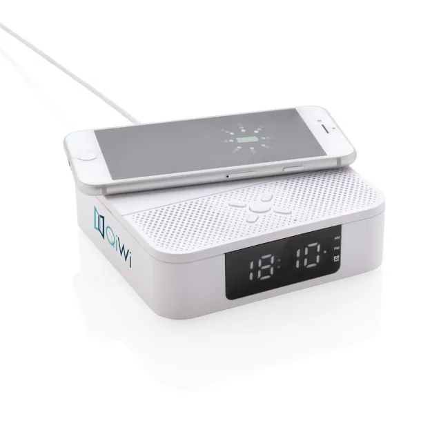  Wireless charging speaker with time display White