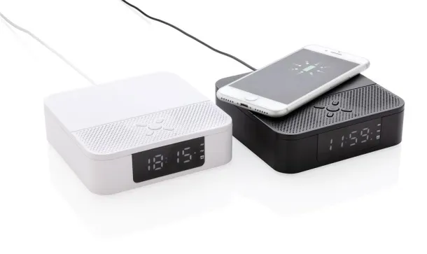  Wireless charging speaker with time display White