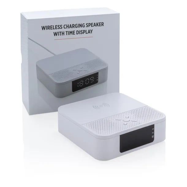  Wireless charging speaker with time display White