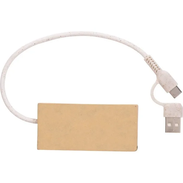  USB 2.0 hub made of recycled paper brown