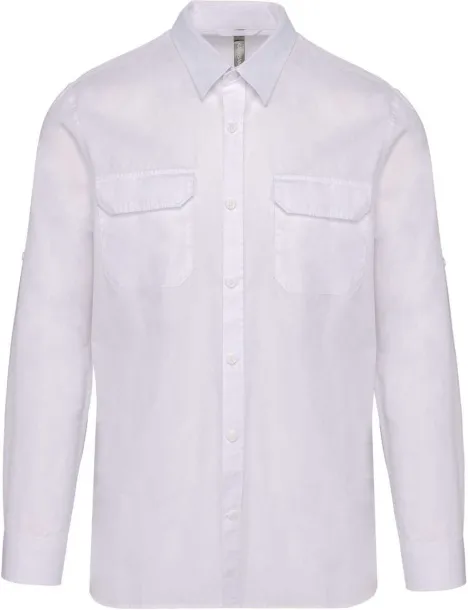  MEN'S LONG-SLEEVED SAFARI SHIRT - 120 g/m² - Kariban White