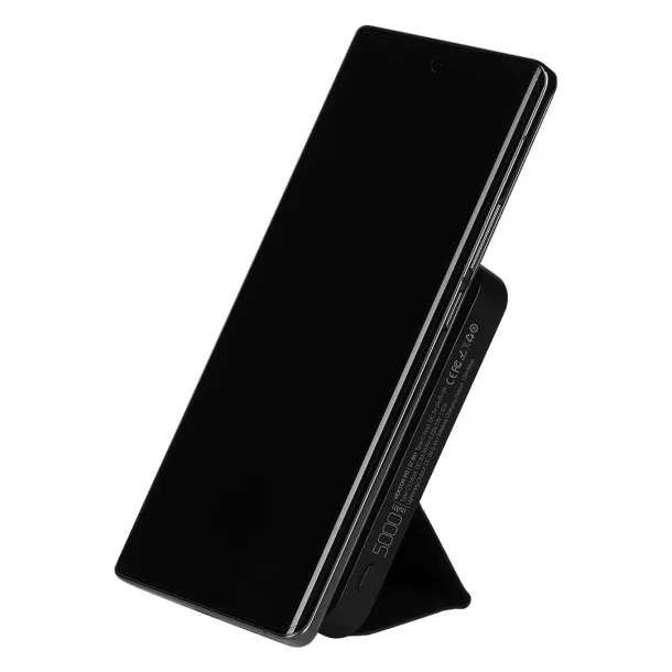 VEKTOR PD Magnetna prijenosna baterija s bežičnim punjačem - ​​15 W, 5 000 mAh Crna