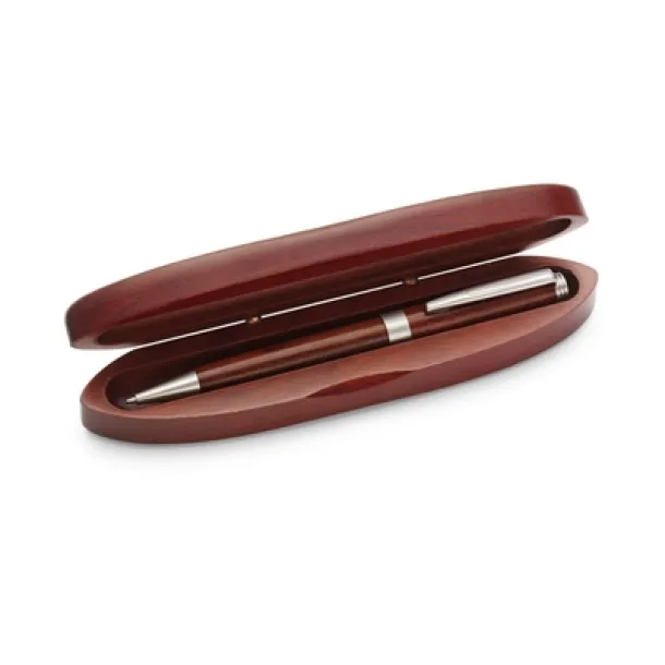  Twist action ball pen in wooden case wood