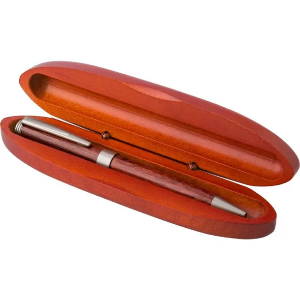  Twist action ball pen in wooden case wood