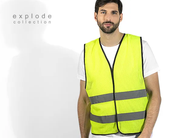 GLOW MESH fluorescent safety vest with reflective tapes - TEKTON PRO Neon yellow