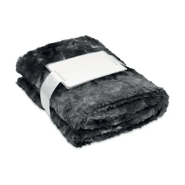 ANDERMATT Fake fur blanket Black