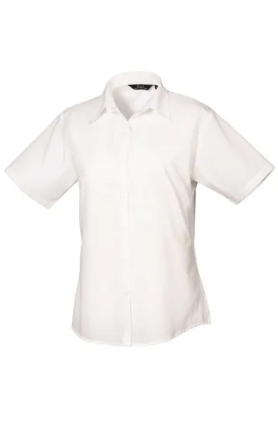  WOMEN'S SHORT SLEEVE POPLIN BLOUSE - Premier White