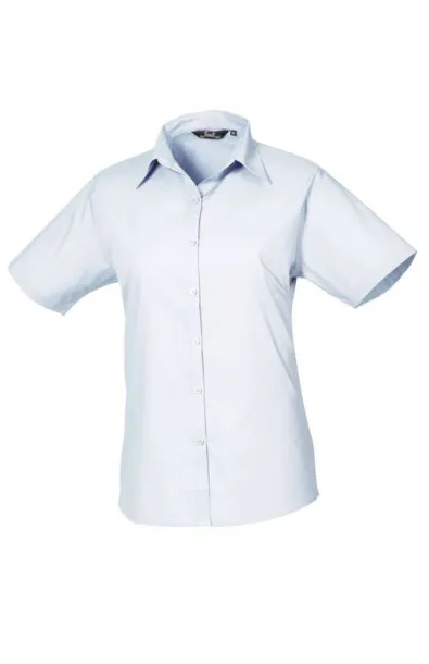  WOMEN'S SHORT SLEEVE POPLIN BLOUSE - Premier Light Blue